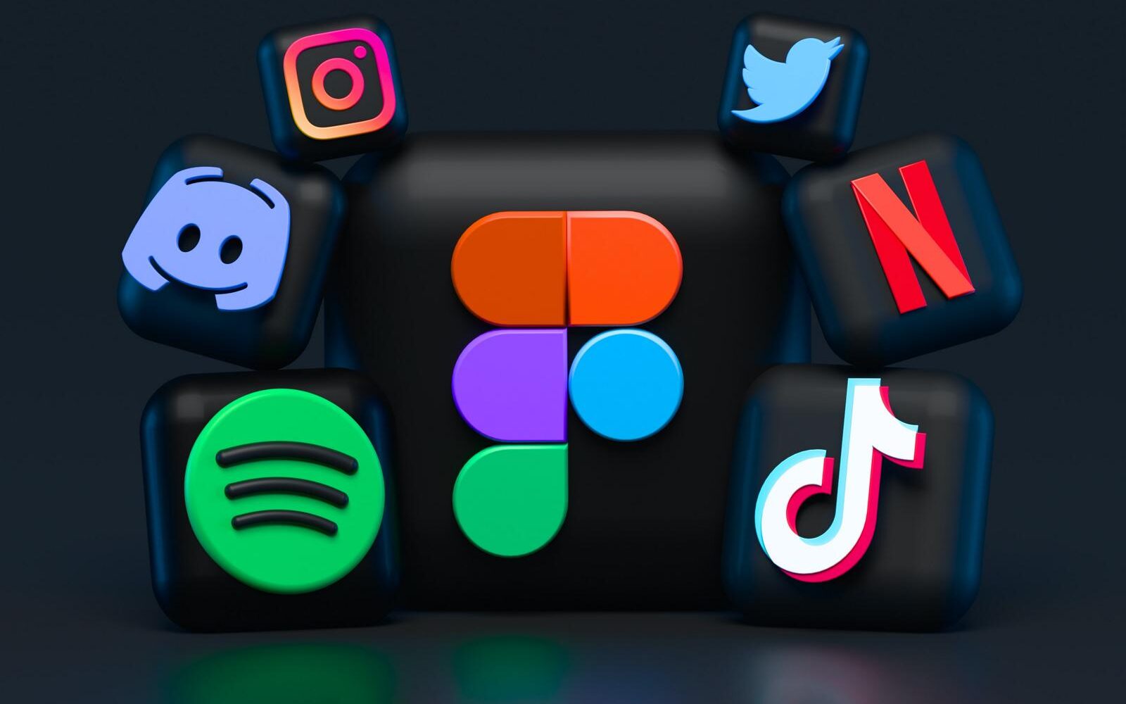 Diverse Social Media Logos: Instagram, Twitter, Netflix, TikTok, Spotify, Discord