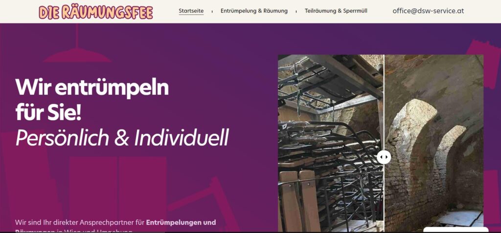 Screenshot einer Kundenwebsite